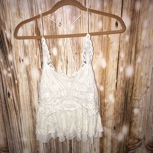 White Lace Flowy Tank